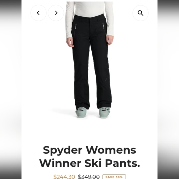 Spyder Winner Ski/Board Pants Flare Leg Gtx Inner Snow Gaiters w Elastic Gripper - Picture 1 of 11
